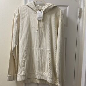 Zara Men's Cream Color Hooded Sweatshirt size L NWT